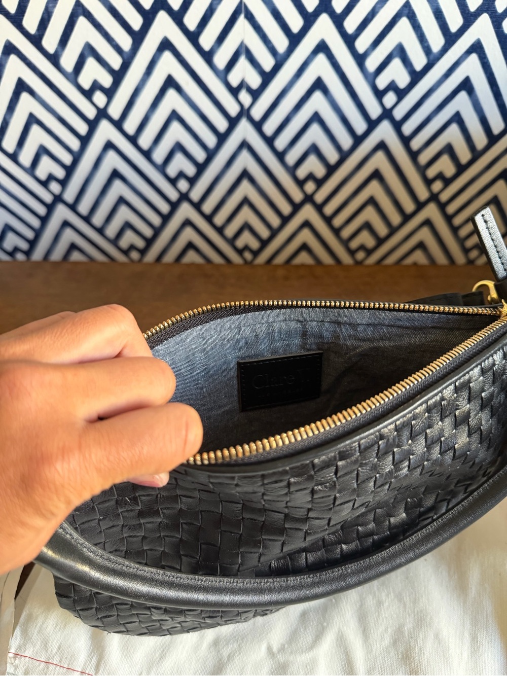 Clare V. Petit Moyen Bag (Black Woven) - Picture 8 of 10